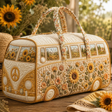 Sac de voyage matelassé - Van hippie au champ de tournesols