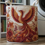 Panier à linge matelassé - Phénix et feuilles d'automne