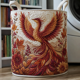 Panier à linge matelassé - Phénix et feuilles d'automne