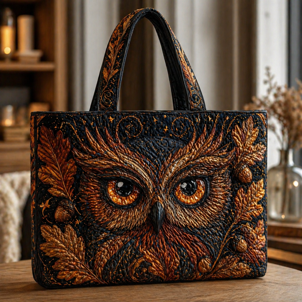 Sac Artisanal - Hibou du chêne aux glands