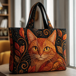 Sac Artisanal - Chat roux aux feuilles