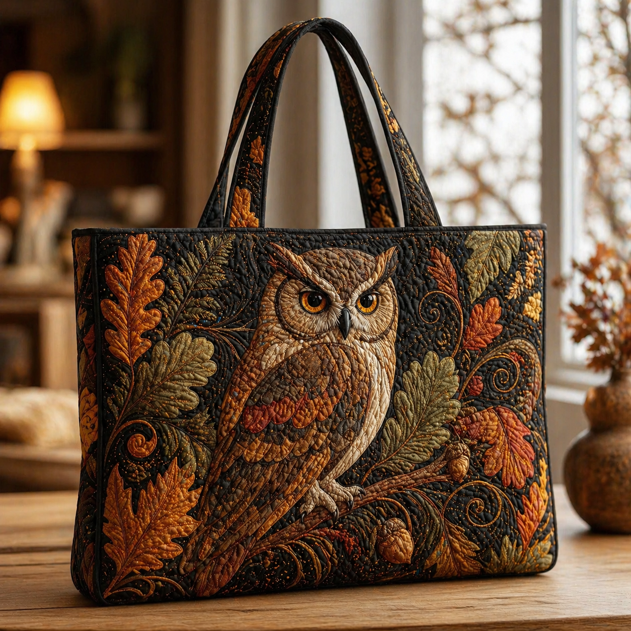 Sac Artisanal - Hibou aux feuilles de chêne