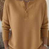 Gabrielle | Pull en Tricot avec Boutons Henley