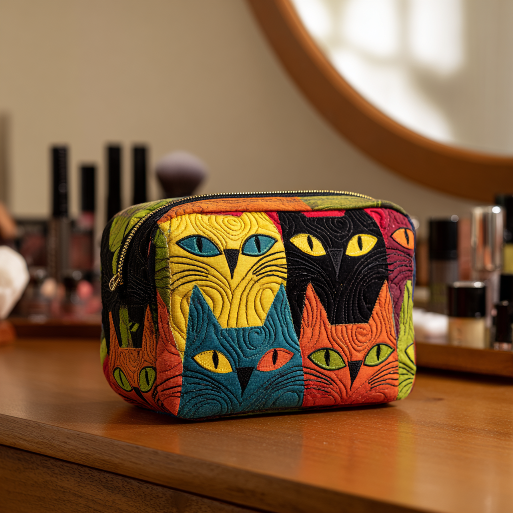Trousse de toilette matelassée Chat Magique – Manon Deauville