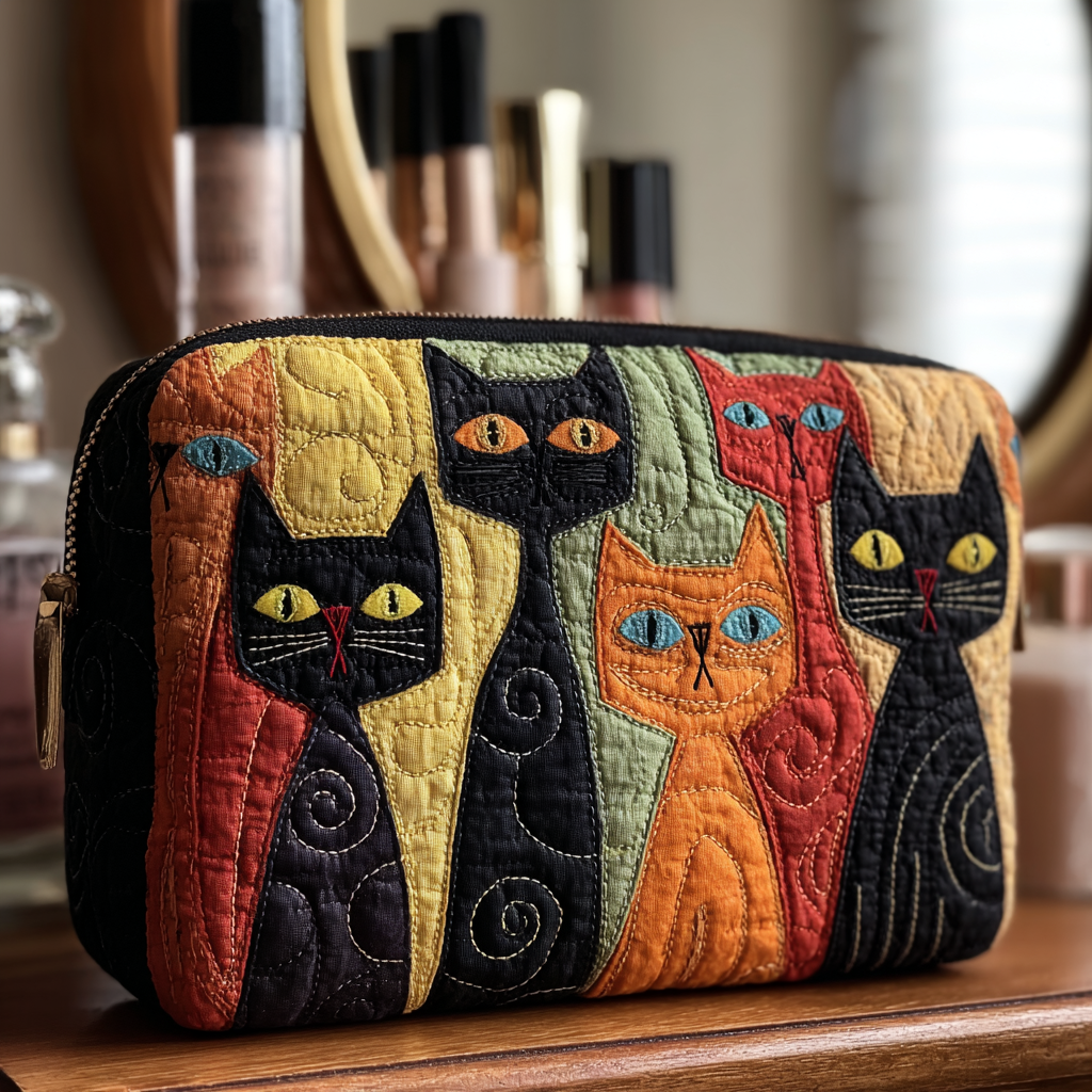 Trousse de toilette matelassée Chat Décoratif – Manon Deauville