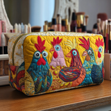 Trousse de toilette matelassée - Poules dans la Prairie