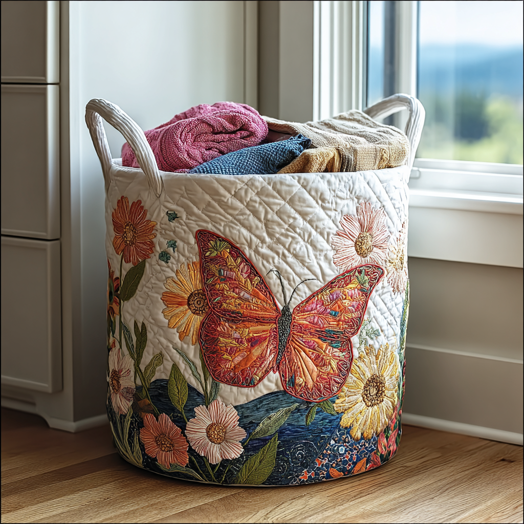 Panier à linge matelassé Envol de couleurs – Manon Deauville
