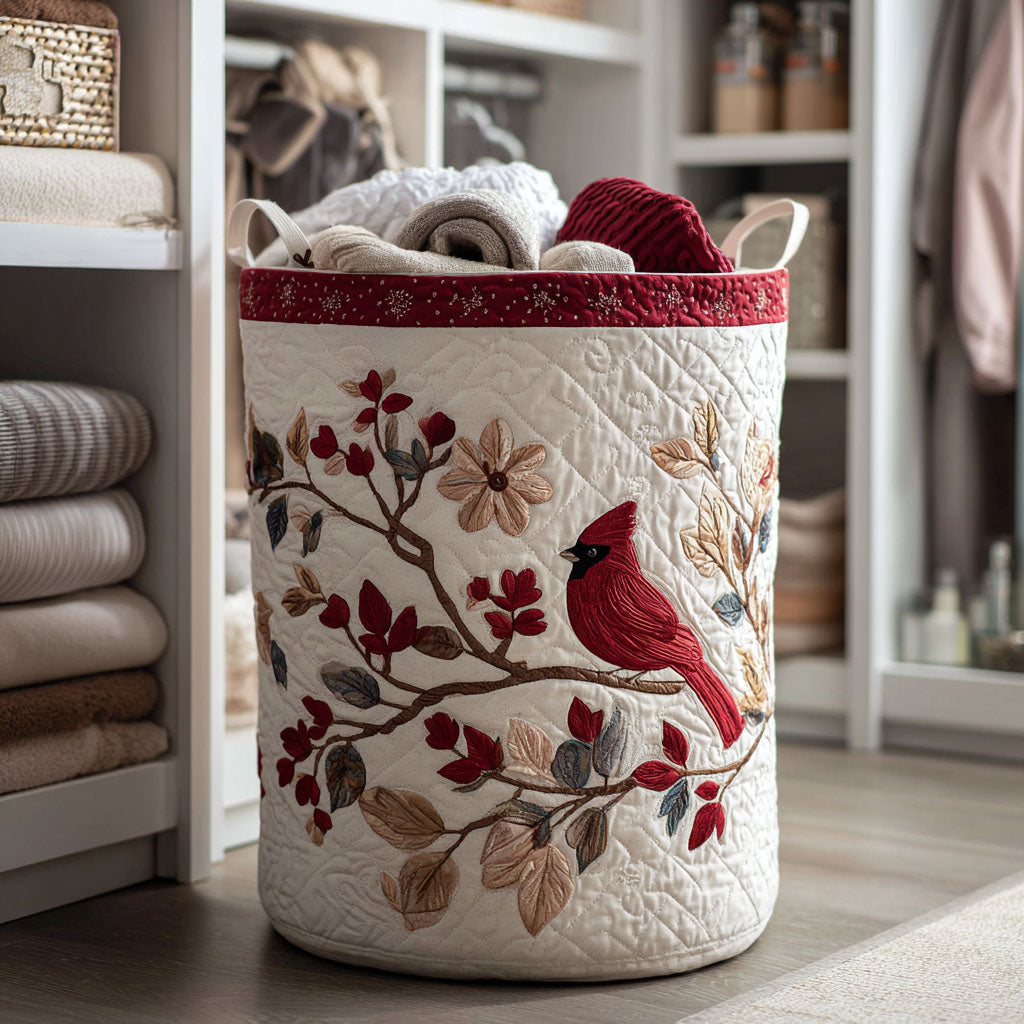 Panier à linge matelassé Feuilles cramoisies – Manon Deauville