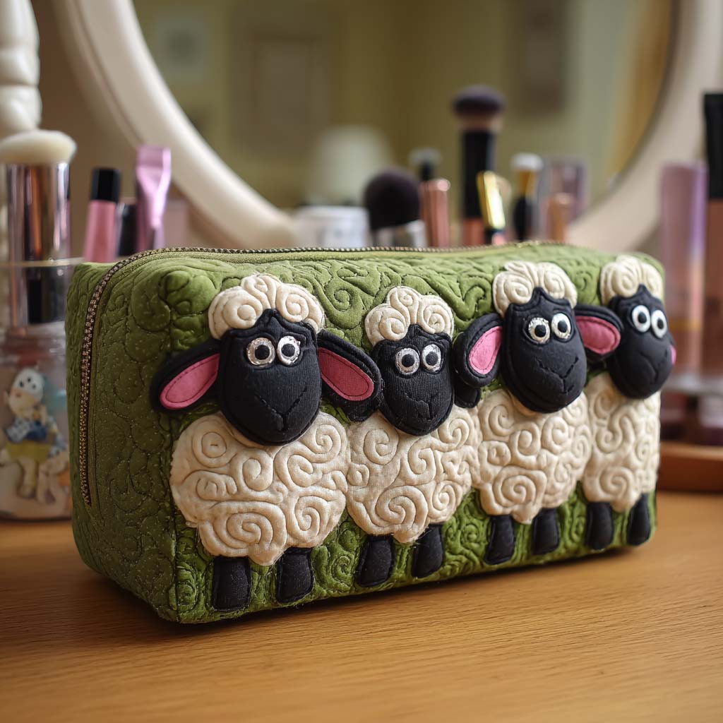 Trousse de toilette matelassée - Moutons