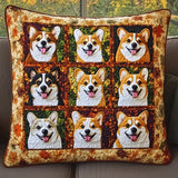 Housse de coussin matelassée - Corgi d'automne II