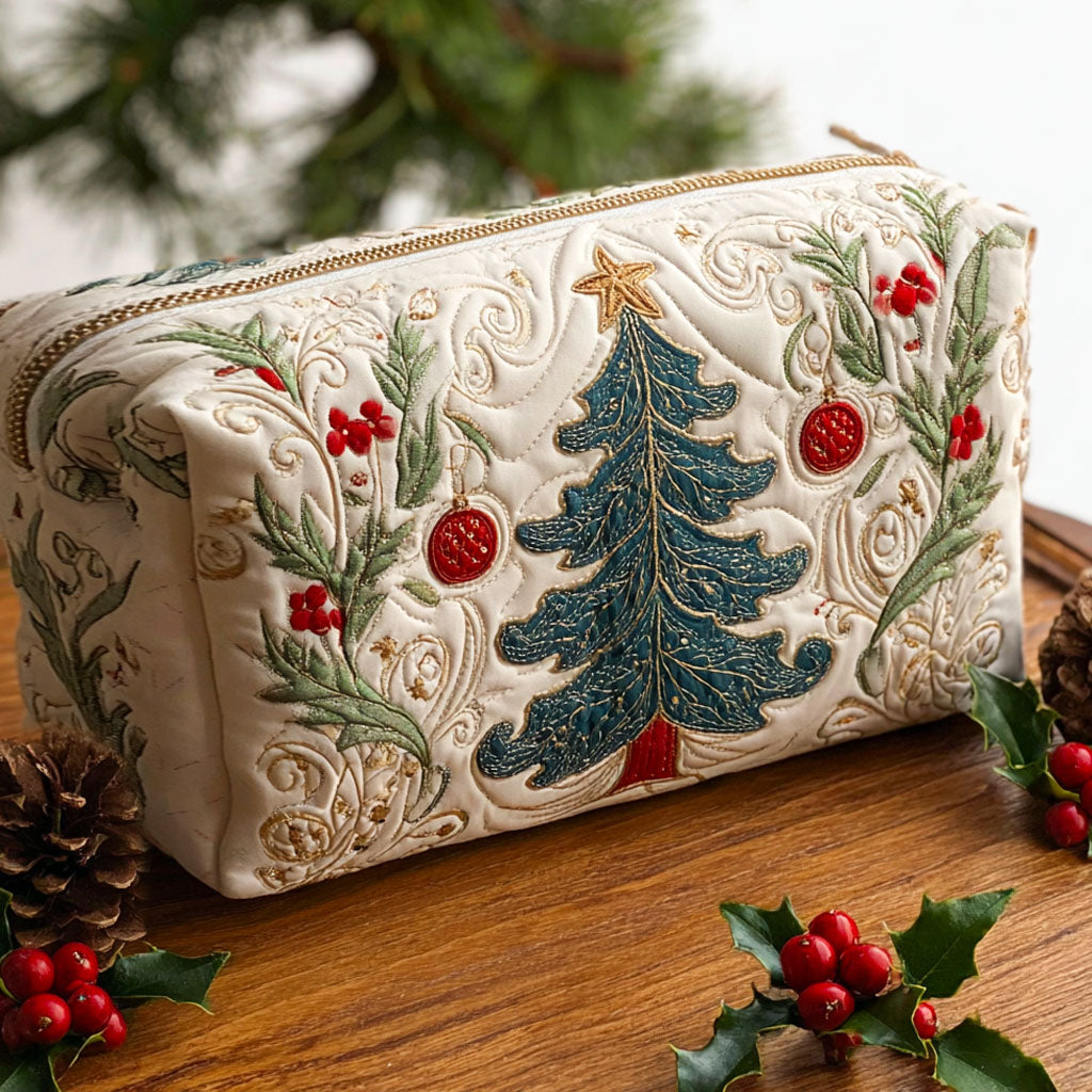 Trousse de toilette matelassée Forêt de Noël – Manon Deauville