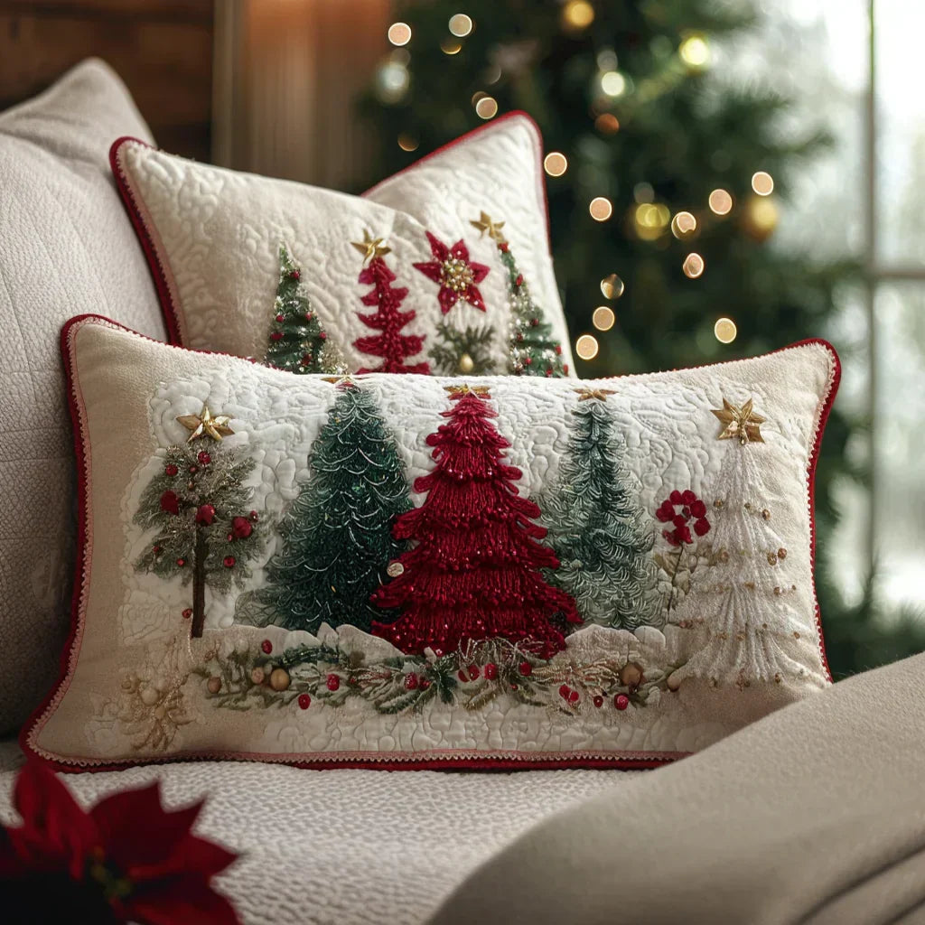 Housse de coussin matelassée à motif de cristaux de glace en blanc et bleu – Manon Deauville