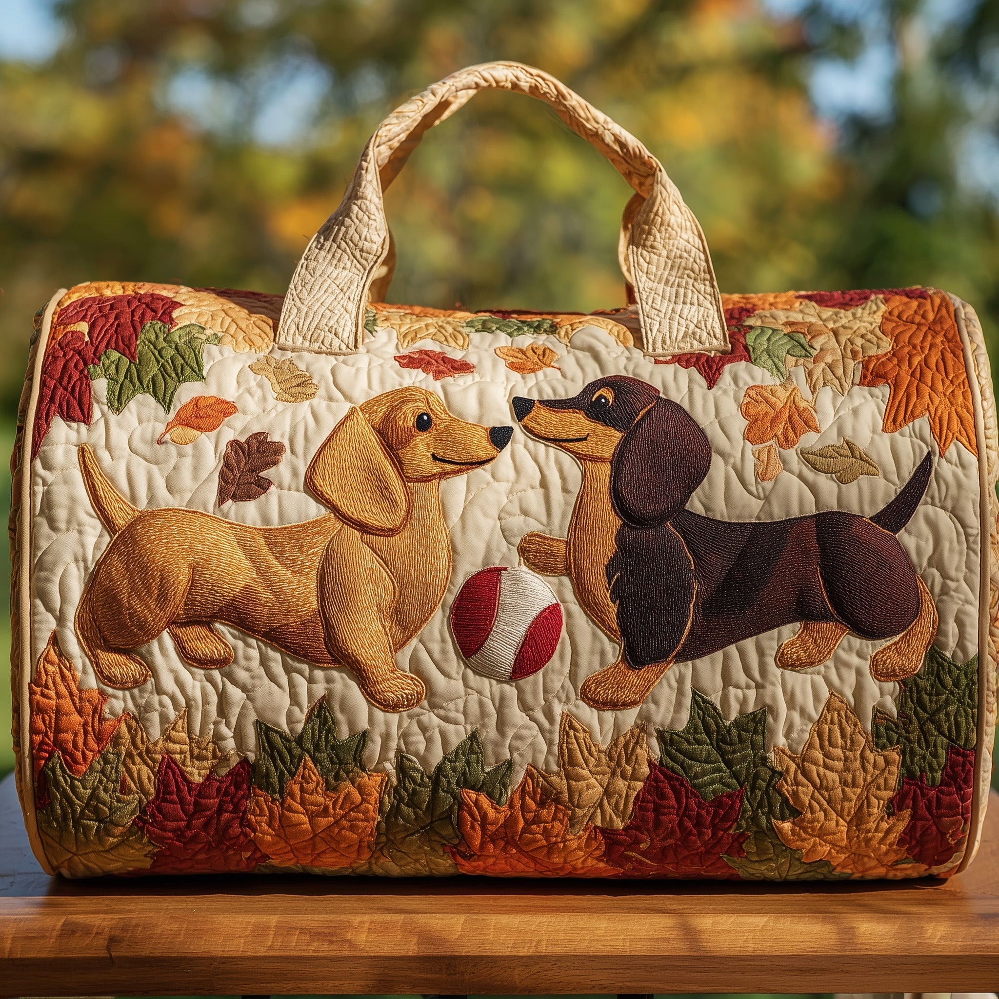 Sac de voyage matelassé - Teckel d'automne