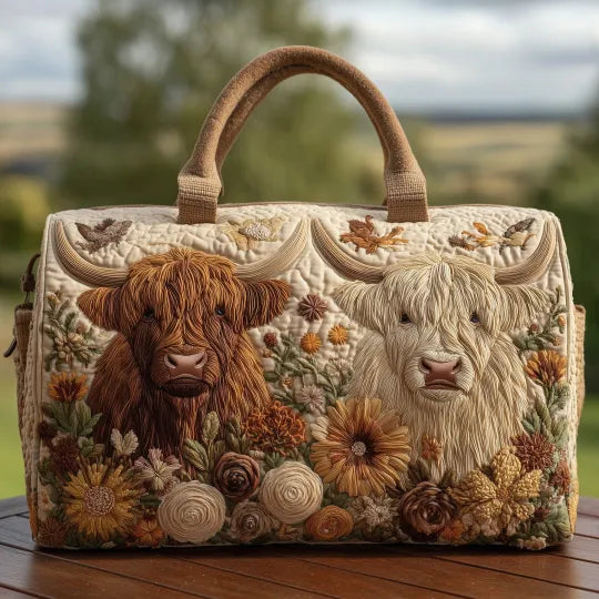 Sac de voyage matelassé Vache des Highlands – Manon Deauville