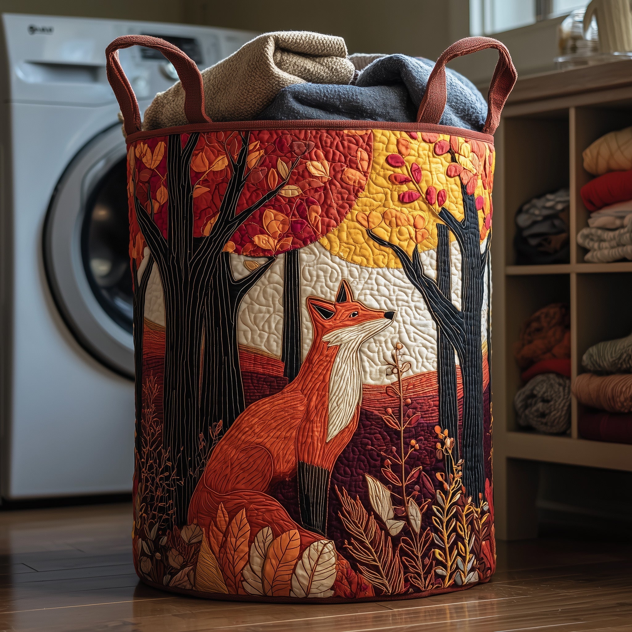 Panier à linge matelassé - Renard d'automne III