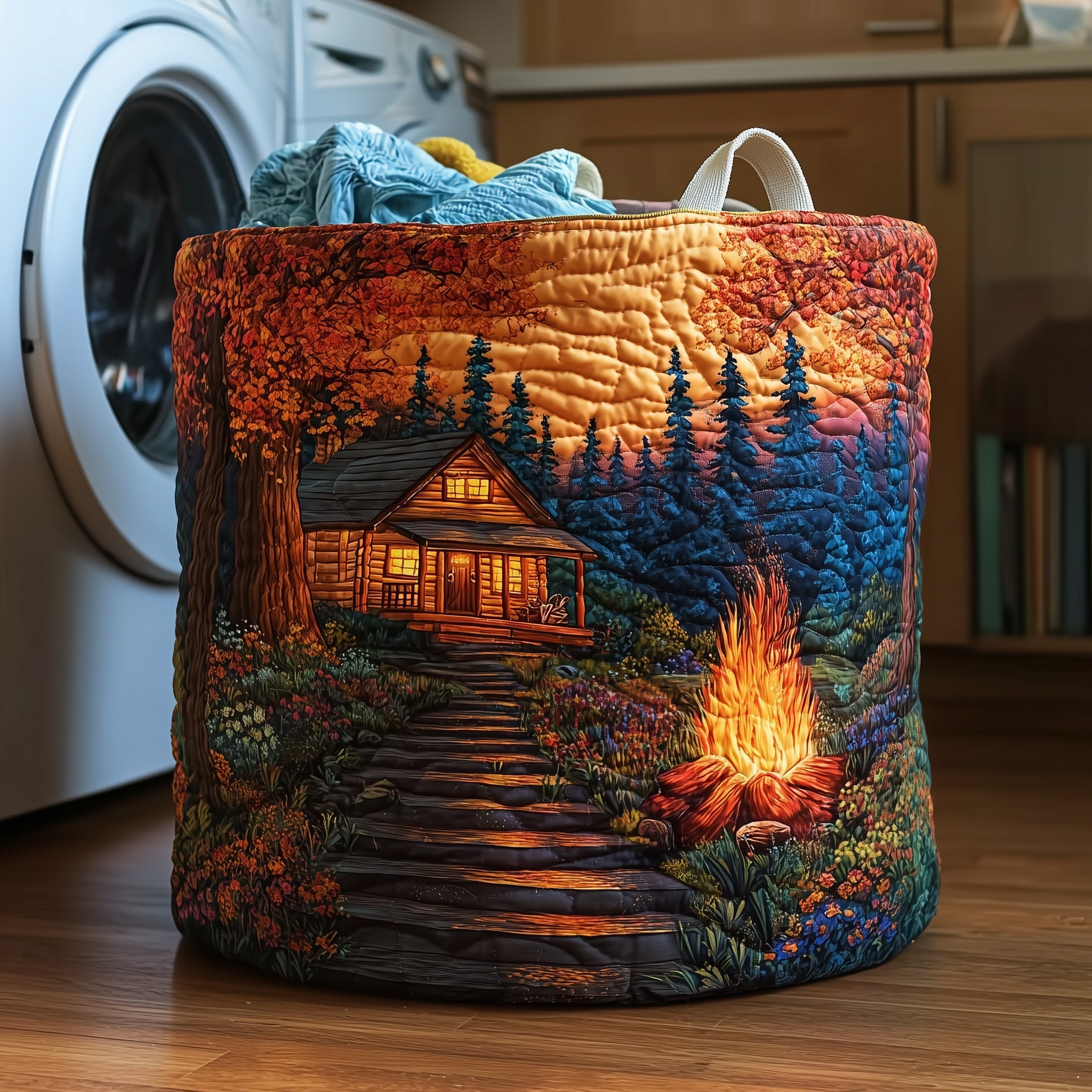 Panier à linge matelassé - Chalet illuminé