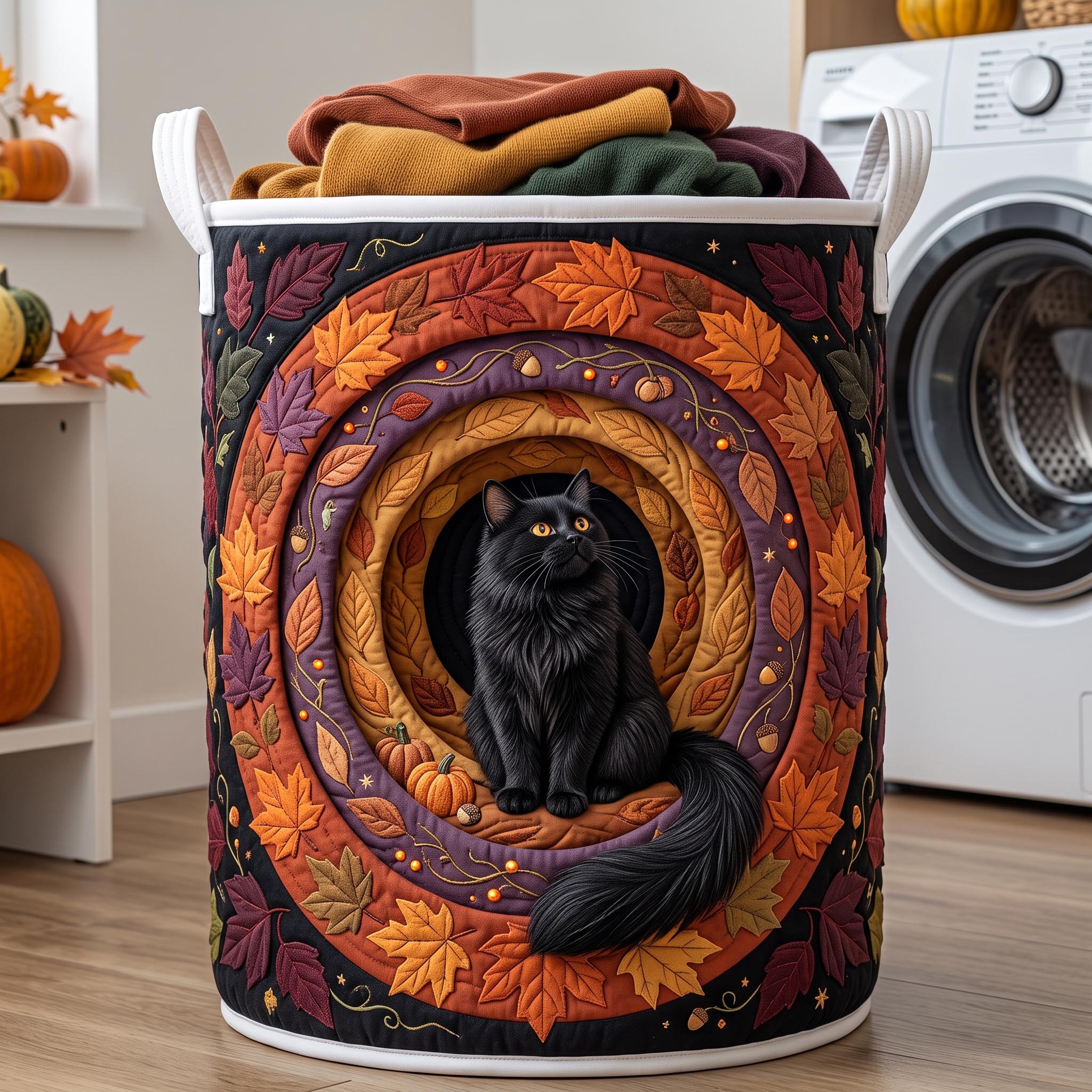 Panier à linge matelassé - Chats d'automne IV