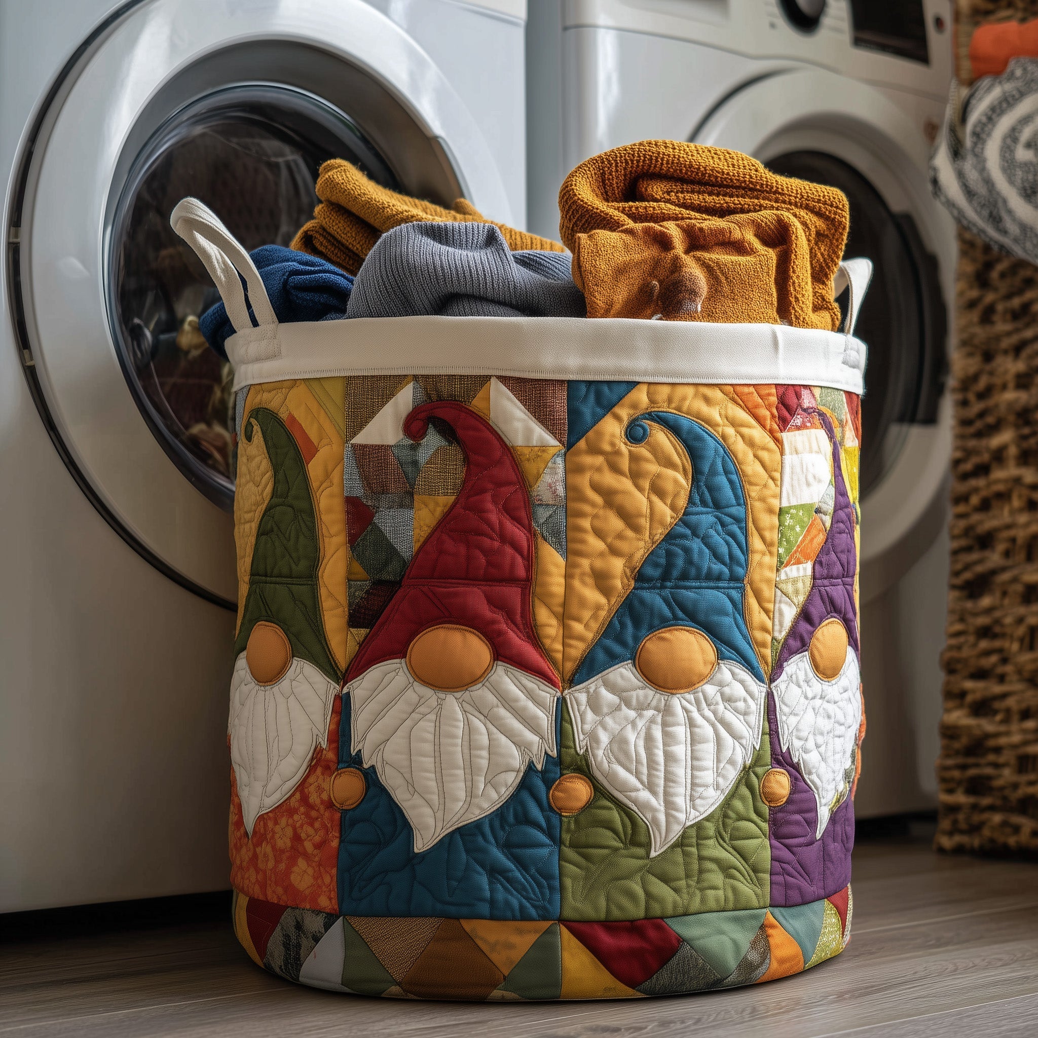 Panier à linge matelassé - Gnomes d'automne