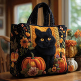 Sac Artisanal - Chat noir et feuilles