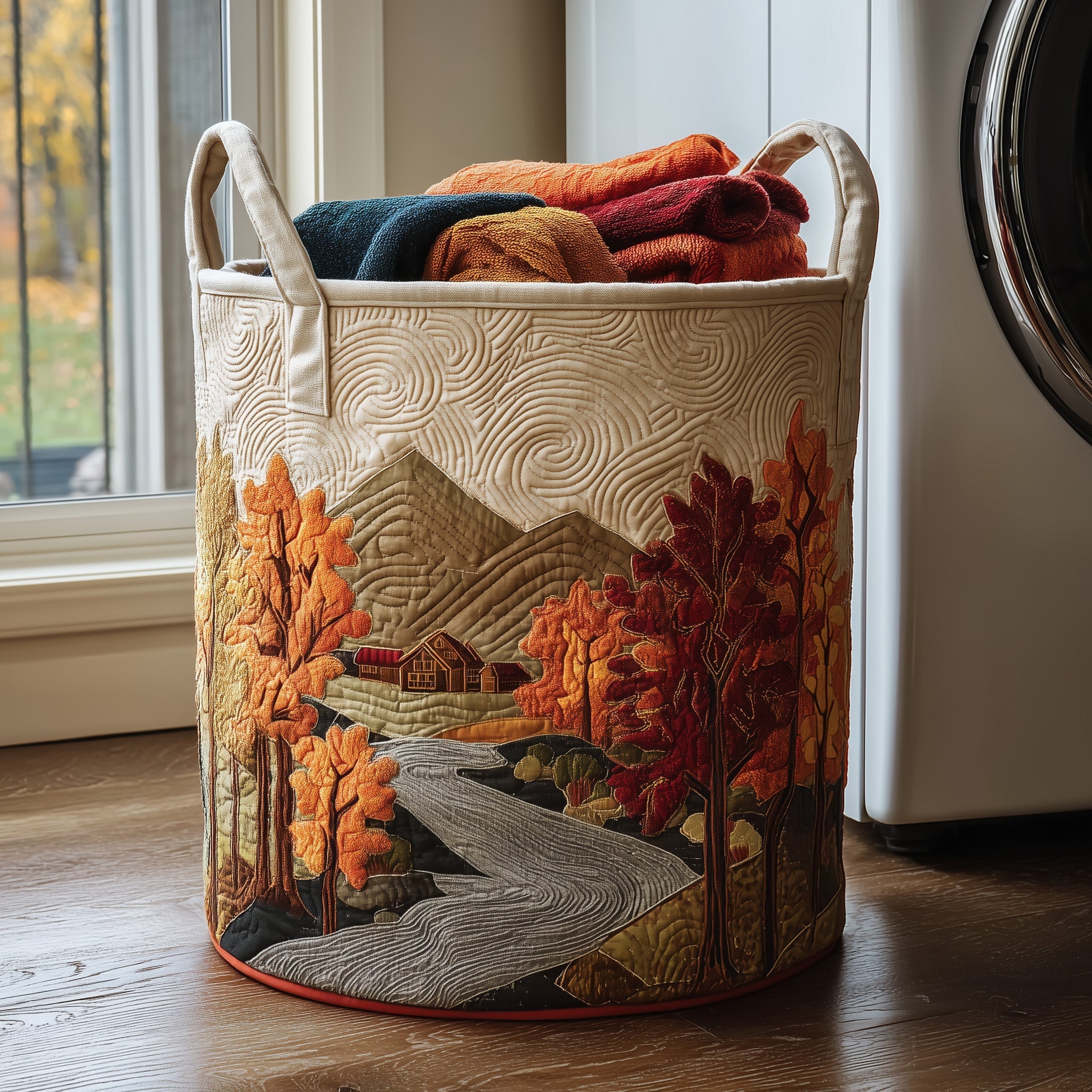 Panier à linge matelassé - Arbre d'automne
