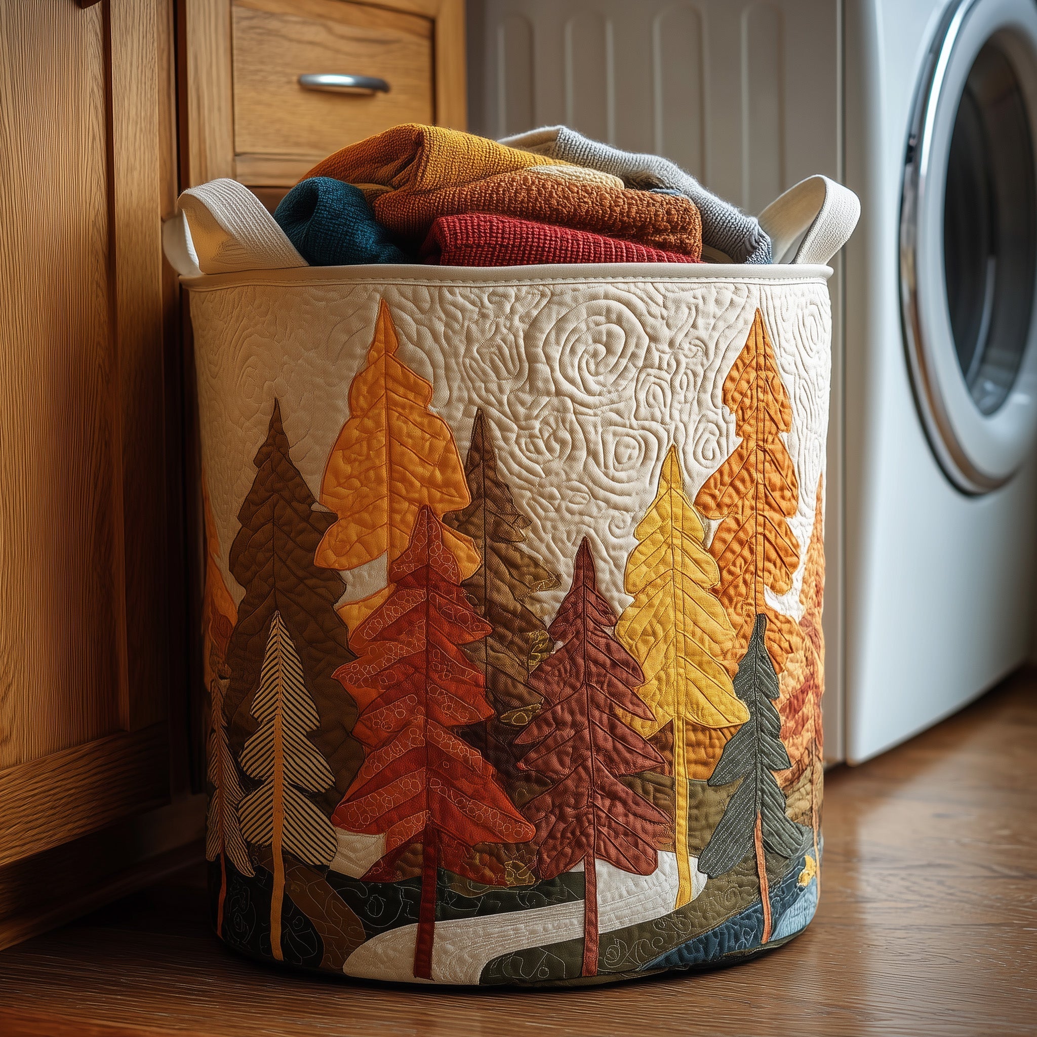 Panier à linge matelassé - Arbre d'automne II