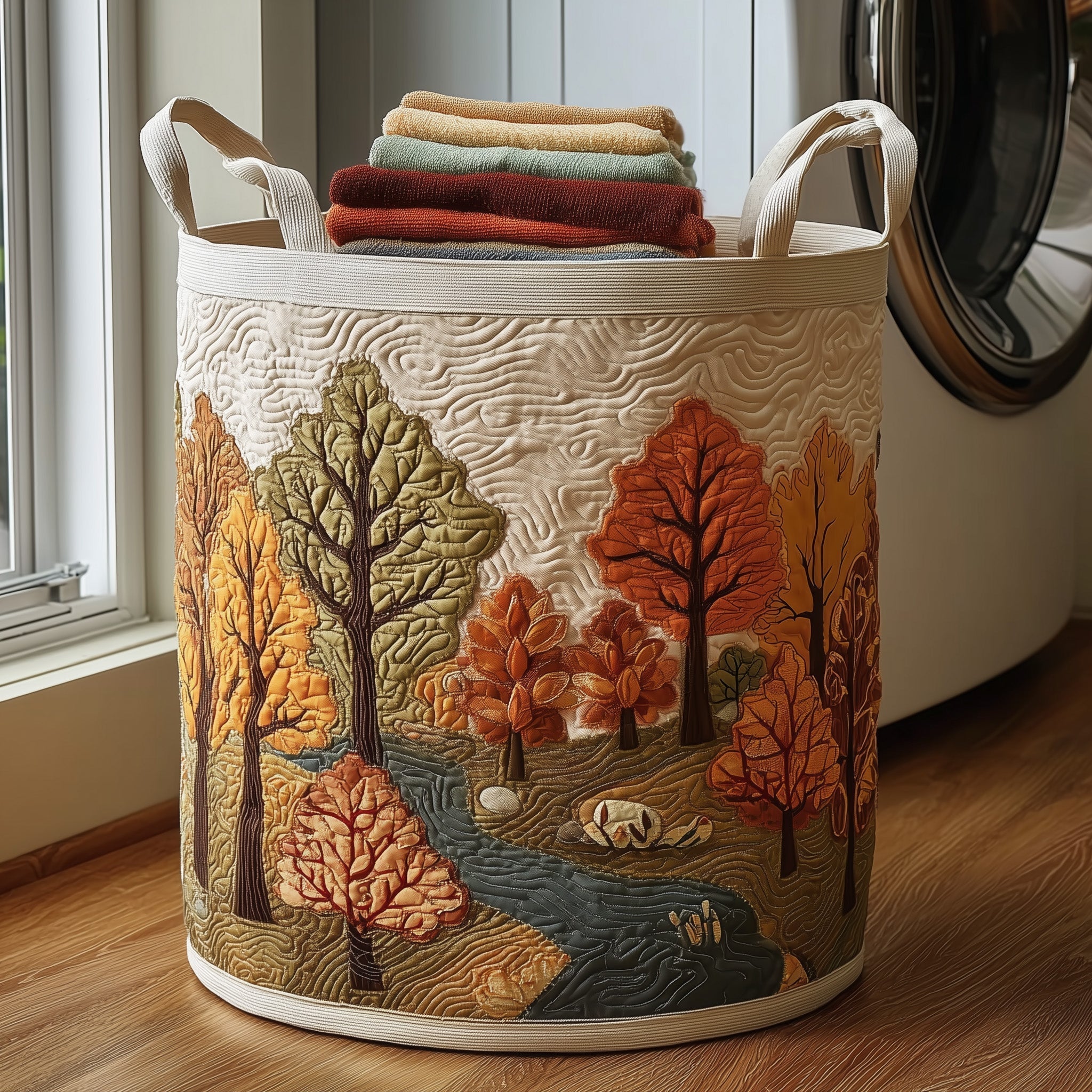 Panier à linge matelassé - Arbre d'automne III