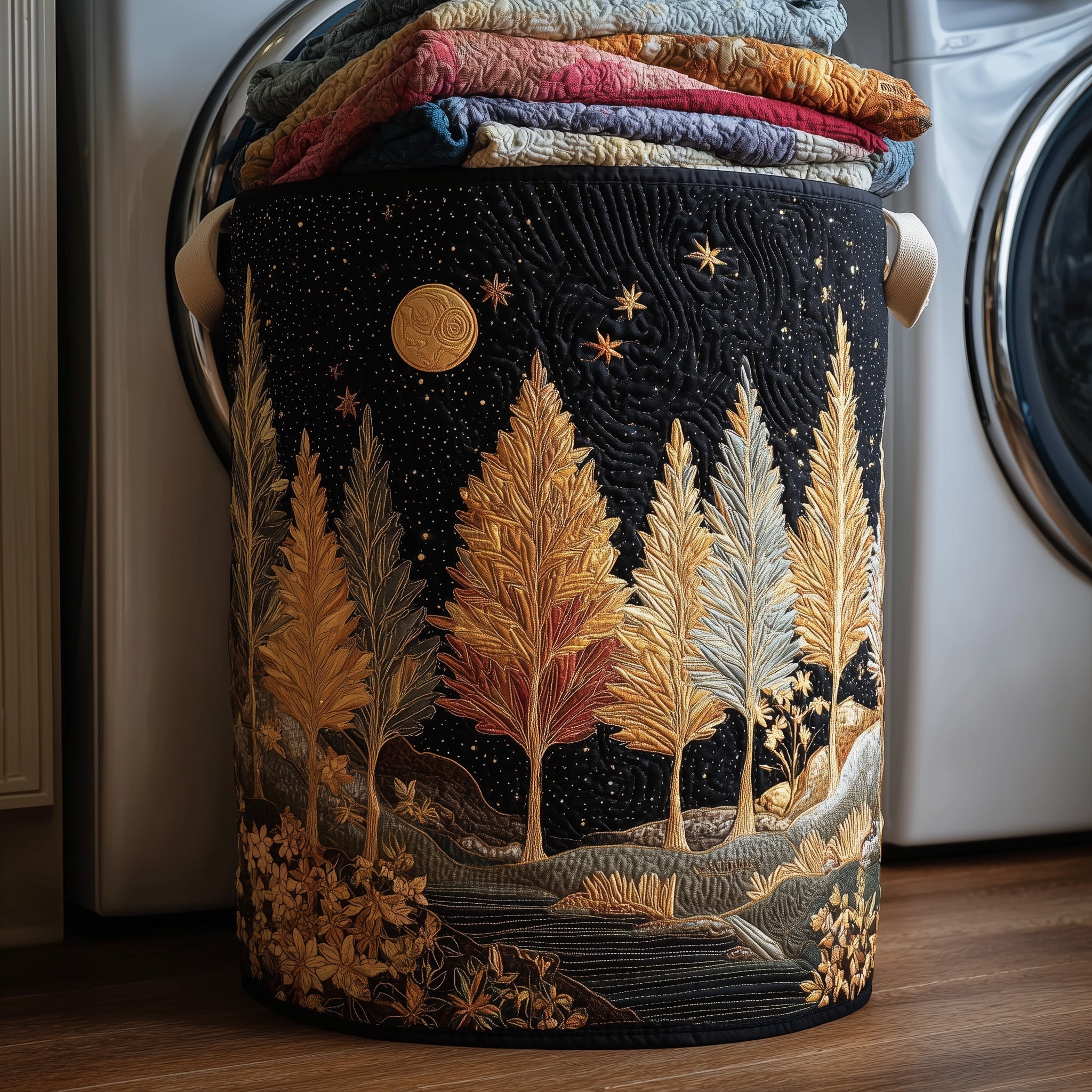 Panier à linge matelassé - Vallée à minuit