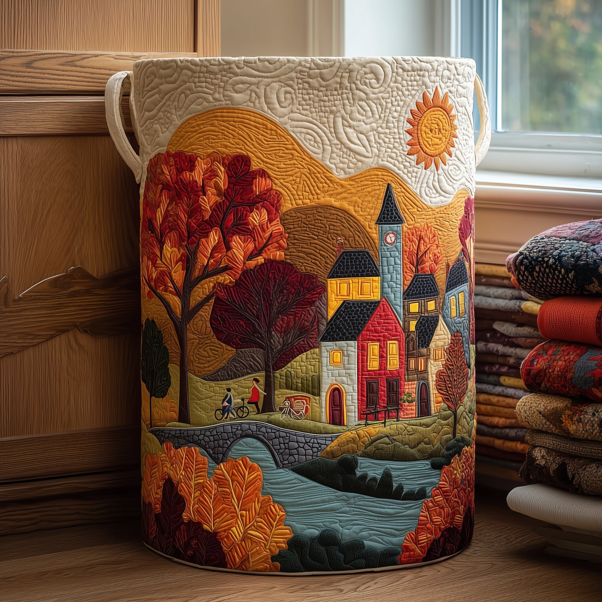 Panier à linge matelassé - Village d'automne II