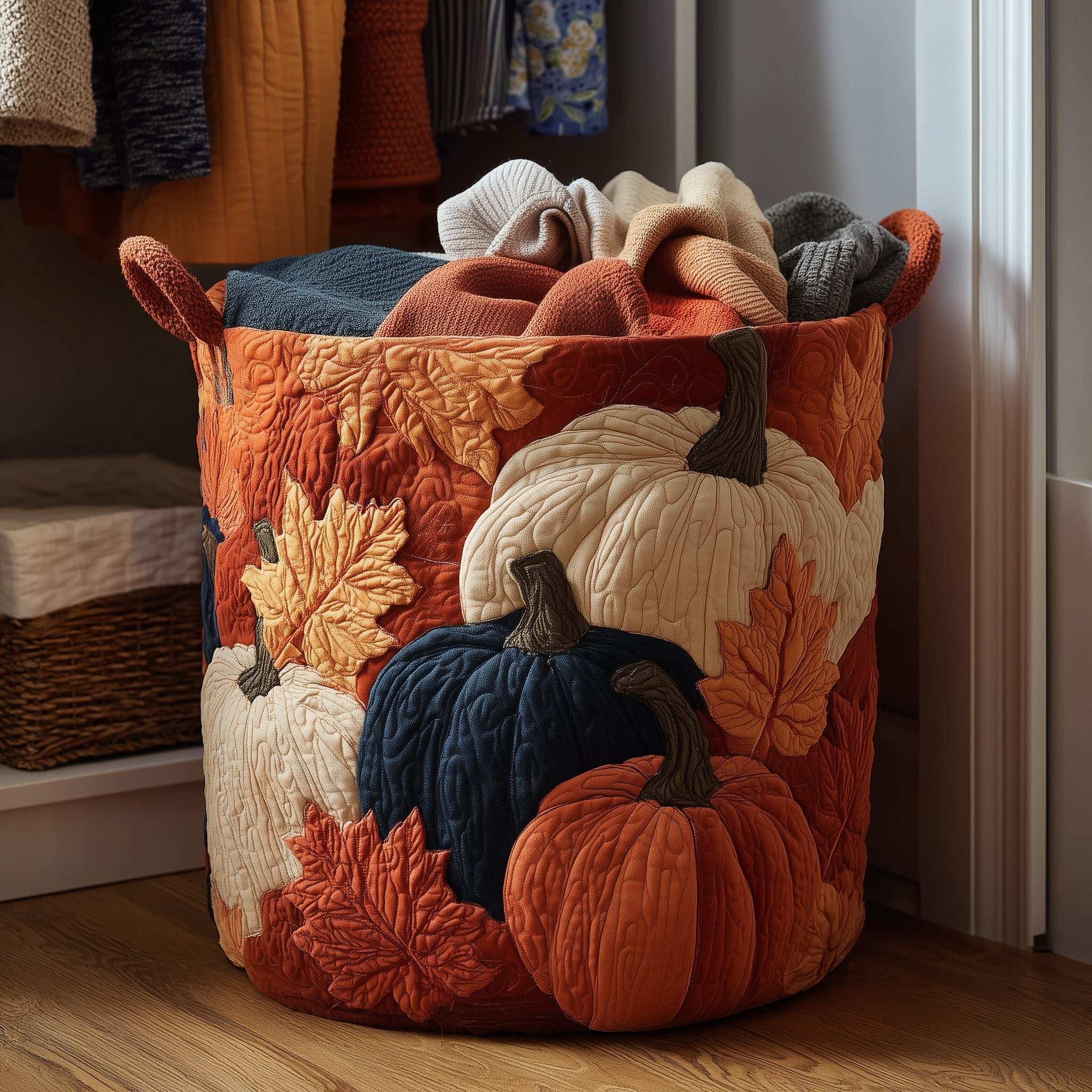 Panier à linge matelassé - Citrouille d'automne III