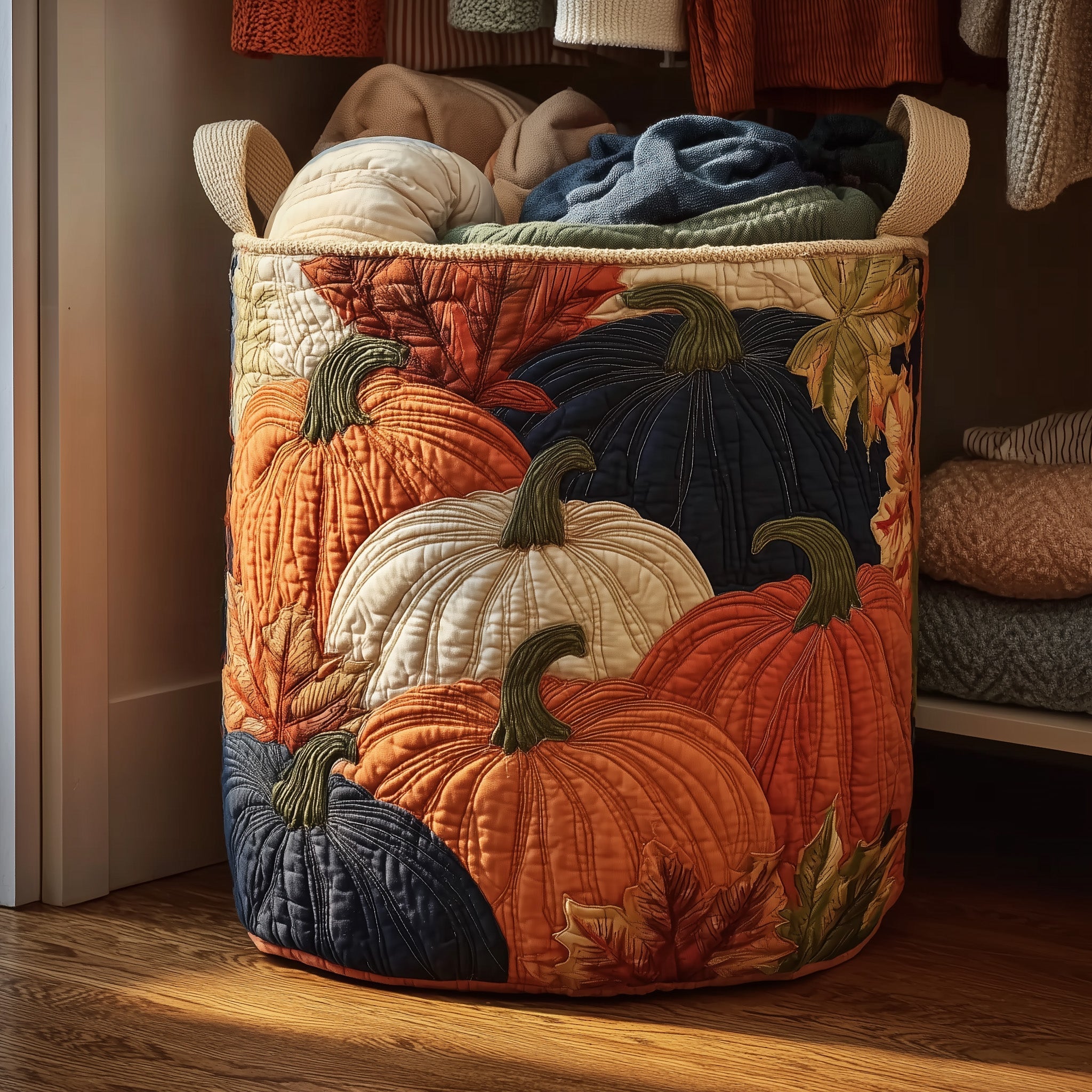 Panier à linge matelassé - Citrouille d'automne IV