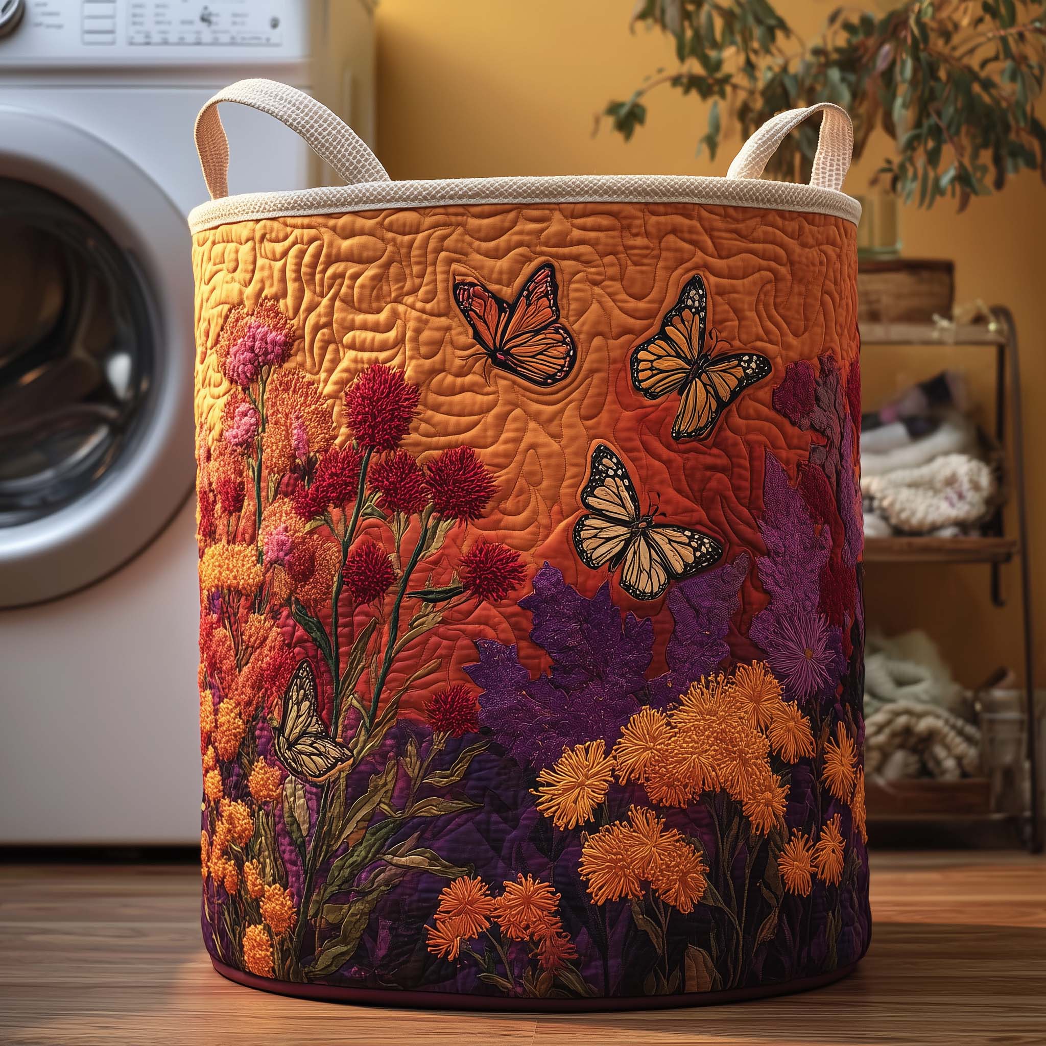 Panier à linge matelassé - Envol d'automne