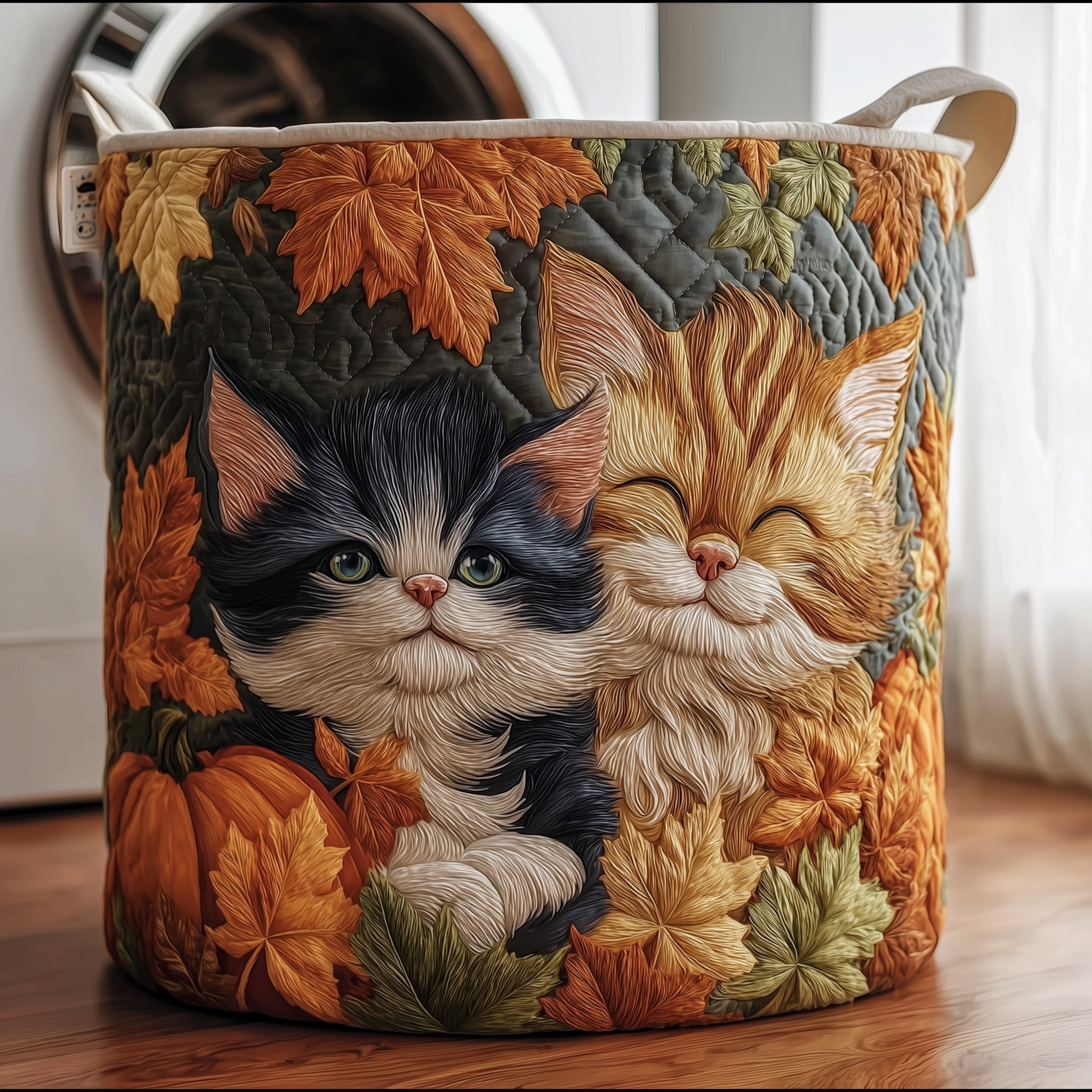 Panier à linge matelassé - Chat rêveur