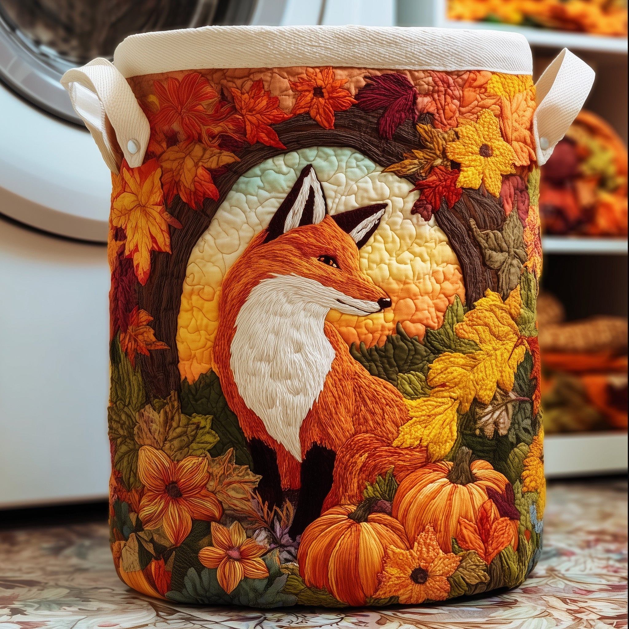Panier à linge matelassé - Renard d'automne V