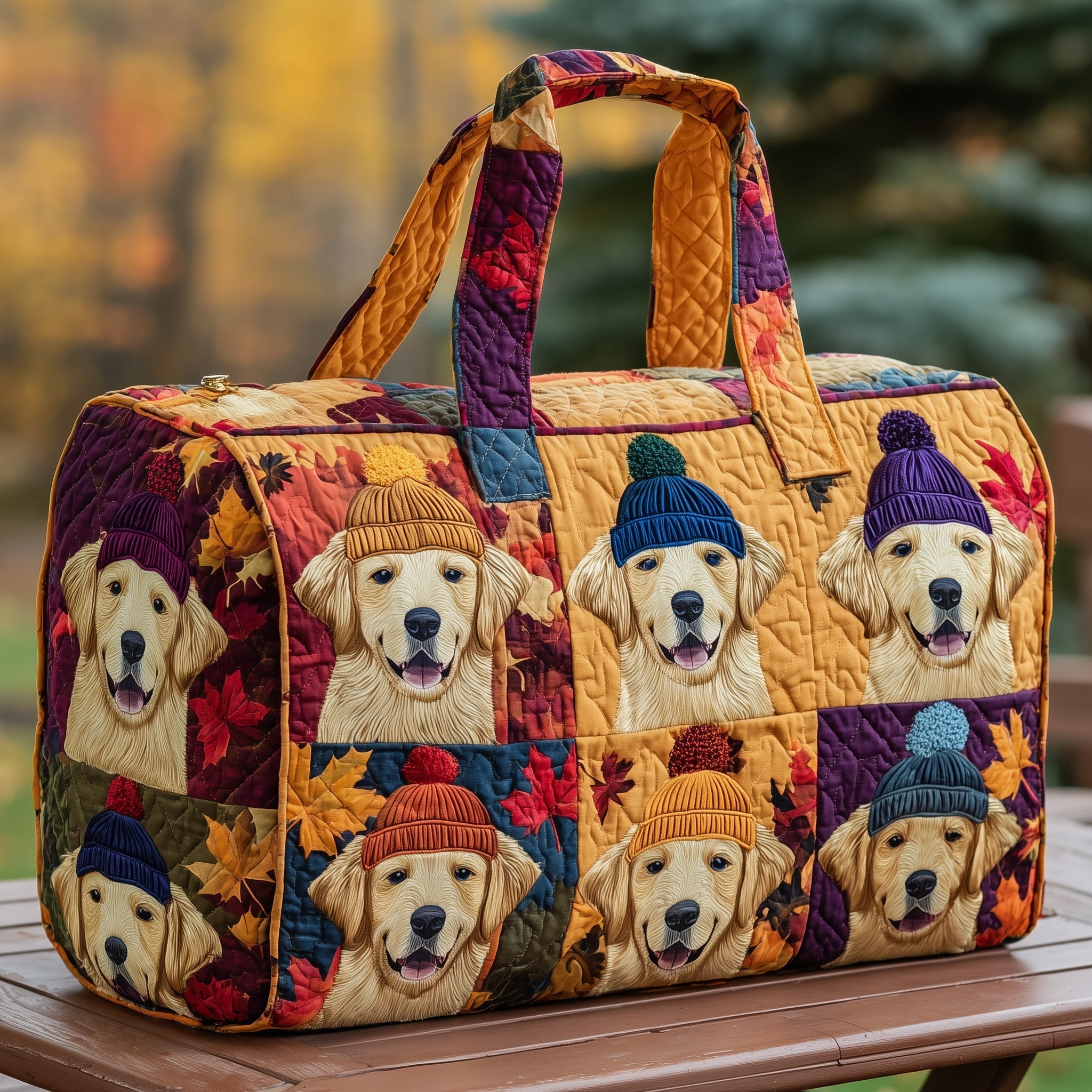 Sac de voyage matelassé - Golden retriever d'automne