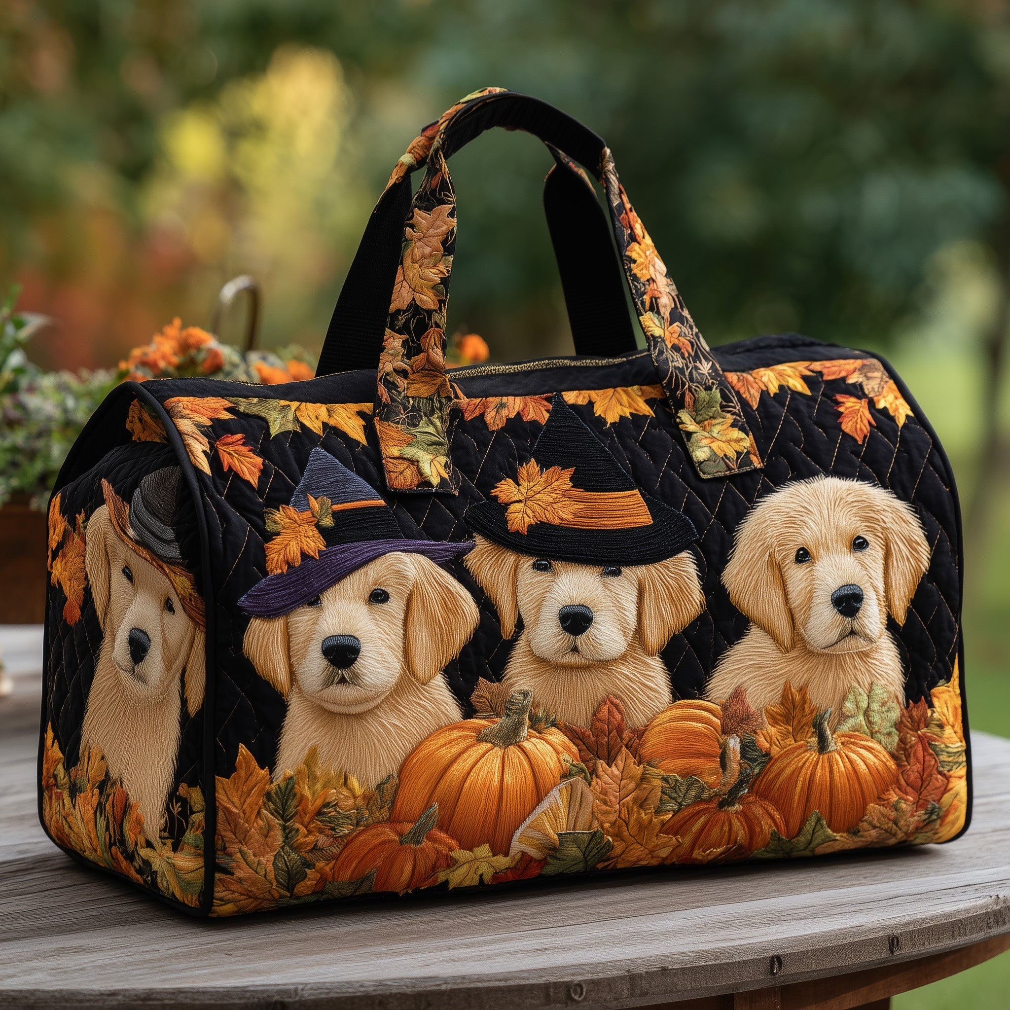 Sac de voyage matelassé - Golden retriever d'automne V