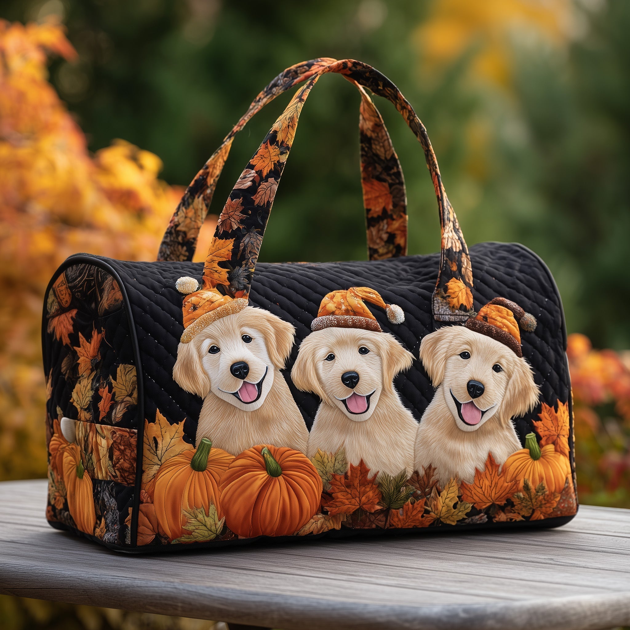 Sac de voyage matelassé - Golden retriever d'automne VI