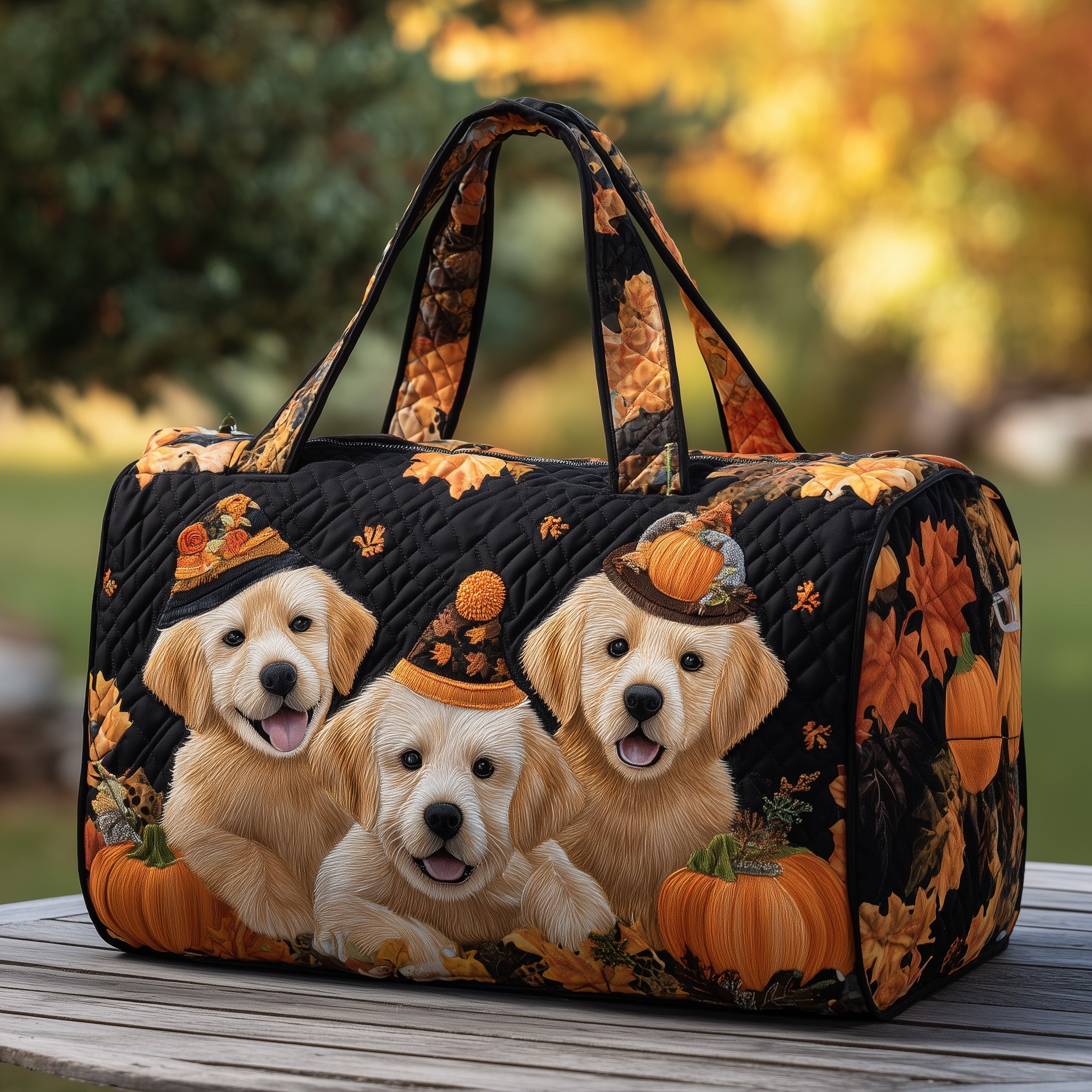 Sac de voyage matelassé - Golden retriever d'automne VII