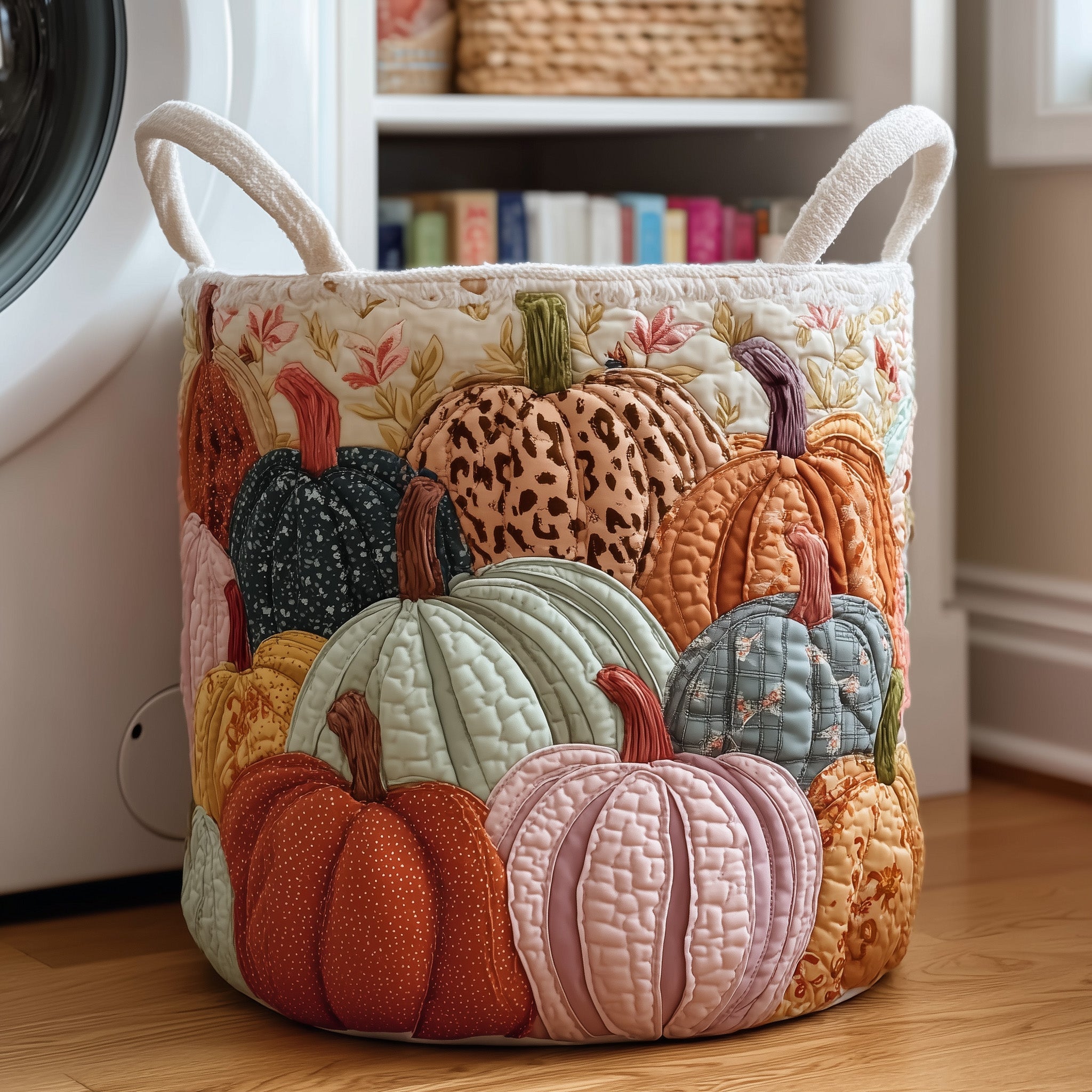 Panier à linge matelassé - Champ de citrouilles IV