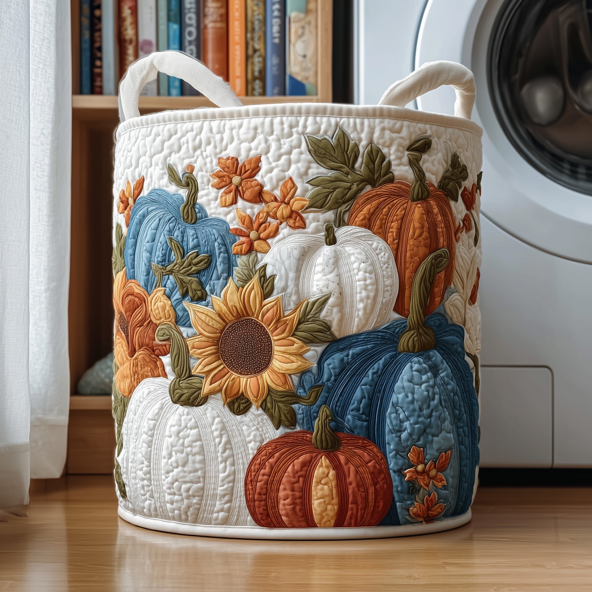 Panier à linge matelassé - Champ de citrouilles V
