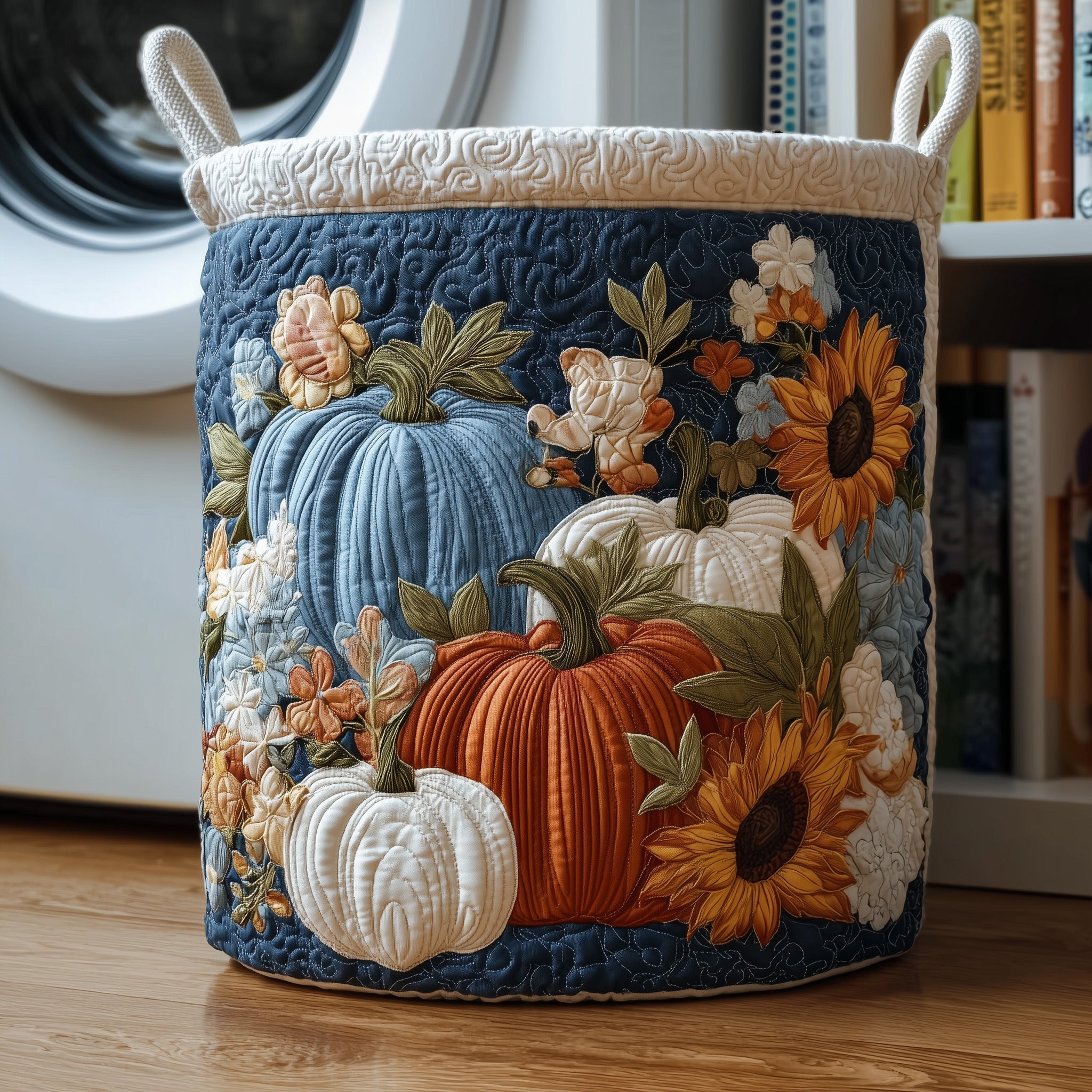 Panier à linge matelassé - Champ de citrouilles VI