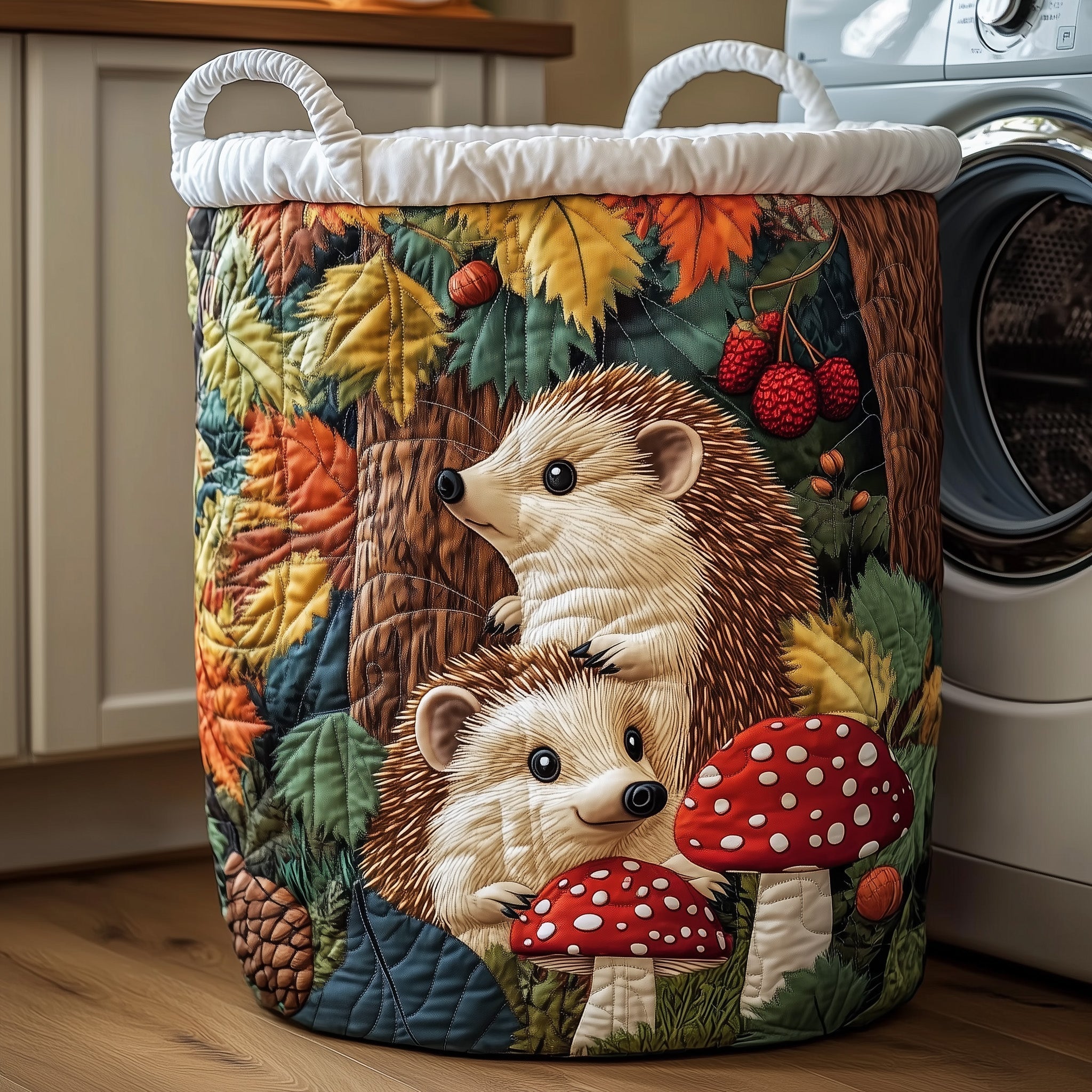 Panier à linge matelassé - Hérisson d'automne IV