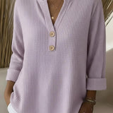 Solène | T-shirt Henley à Texture Gofrée avec Boutons