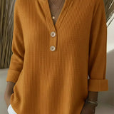 Solène | T-shirt Henley à Texture Gofrée avec Boutons