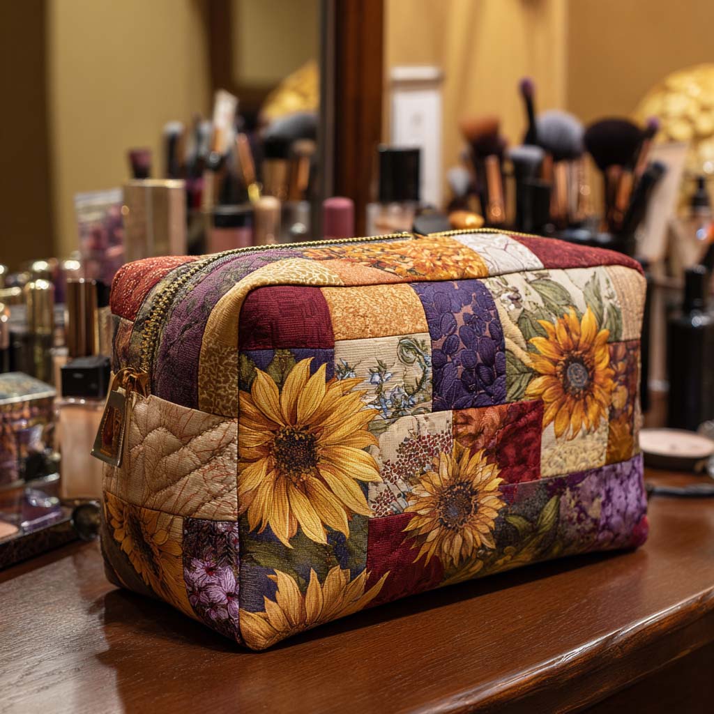 Trousse de toilette matelassée Fleur Dorée – Manon Deauville