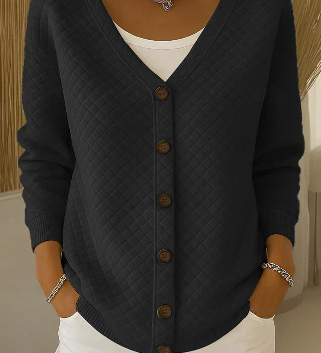 Inès | Veste en Tricot Matelassée avec Boutons