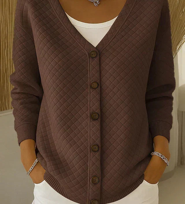 Inès | Veste en Tricot Matelassée avec Boutons