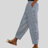 Lucienne - Pantalon à Boutons Rayé