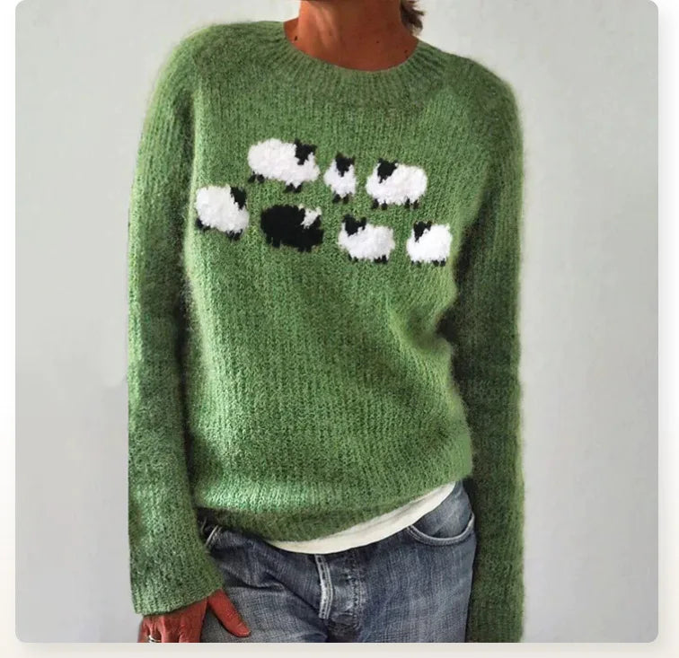 Mélanie | Pull à motif moutons