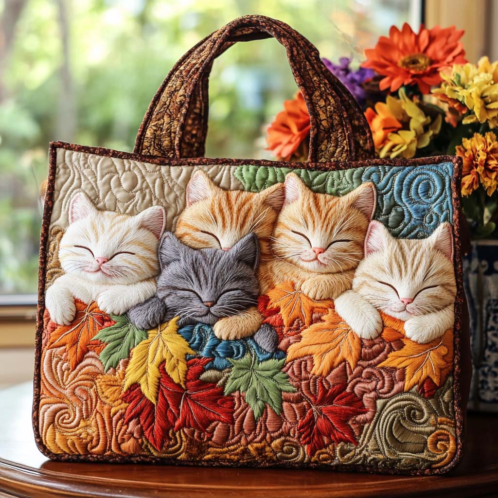 Sac Artisanal - La bande de chats d'automne, vue 3