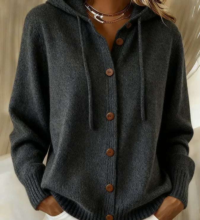 Mathilde | Veste en Maille avec Capuche et Boutons